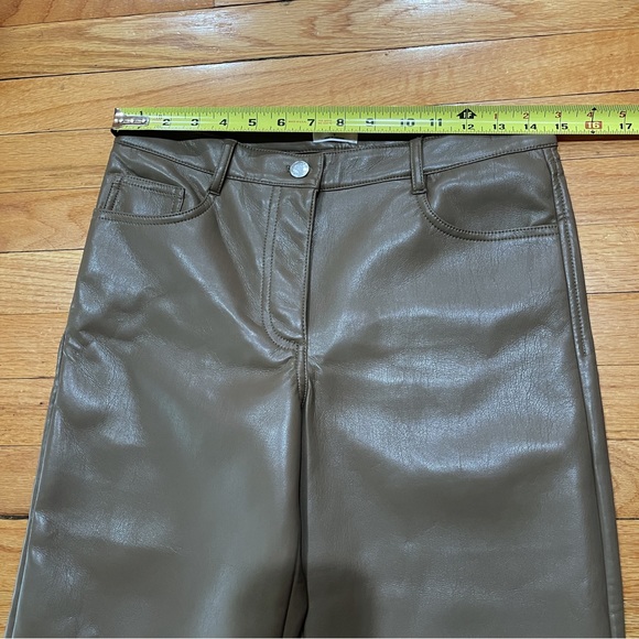 Aritzia Wilfred Womens Melina Pants sz 6 Vegan Leather Inseam 32” Brown WORN 1x - Picture 7 of 12